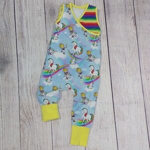 Custom Made ADJUSTABLE Grow-With-Me Infant/Toddler Romper 6m-4+y Rainbow